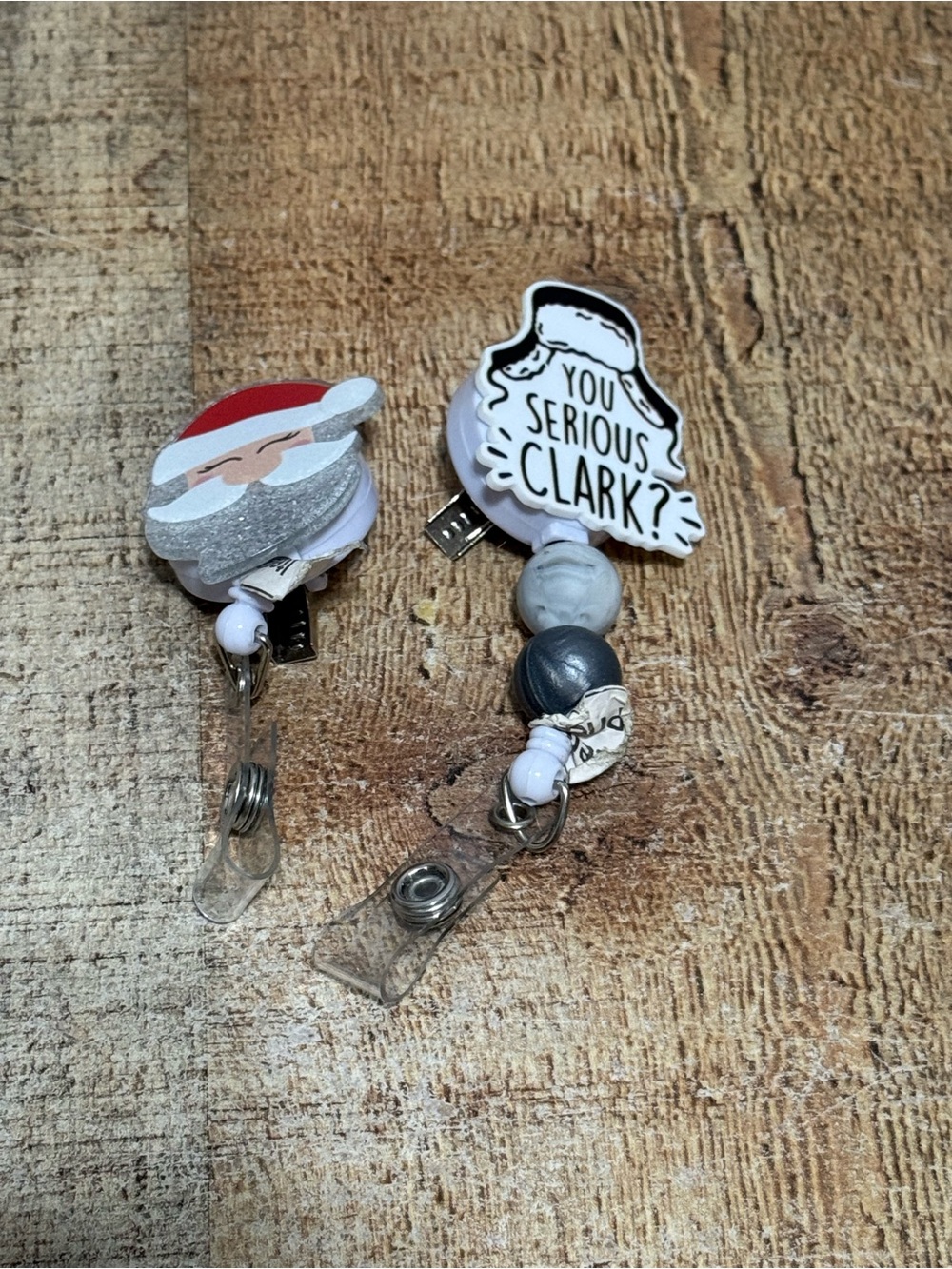 2 Christmas Retractable Badge Reel Badge Reel For You Serious Clark Santa